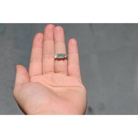 Aquamarine Ring Gothic Simple Promise Alternative Woman Boho Dainty Minimalist - Picture 6 of 6
